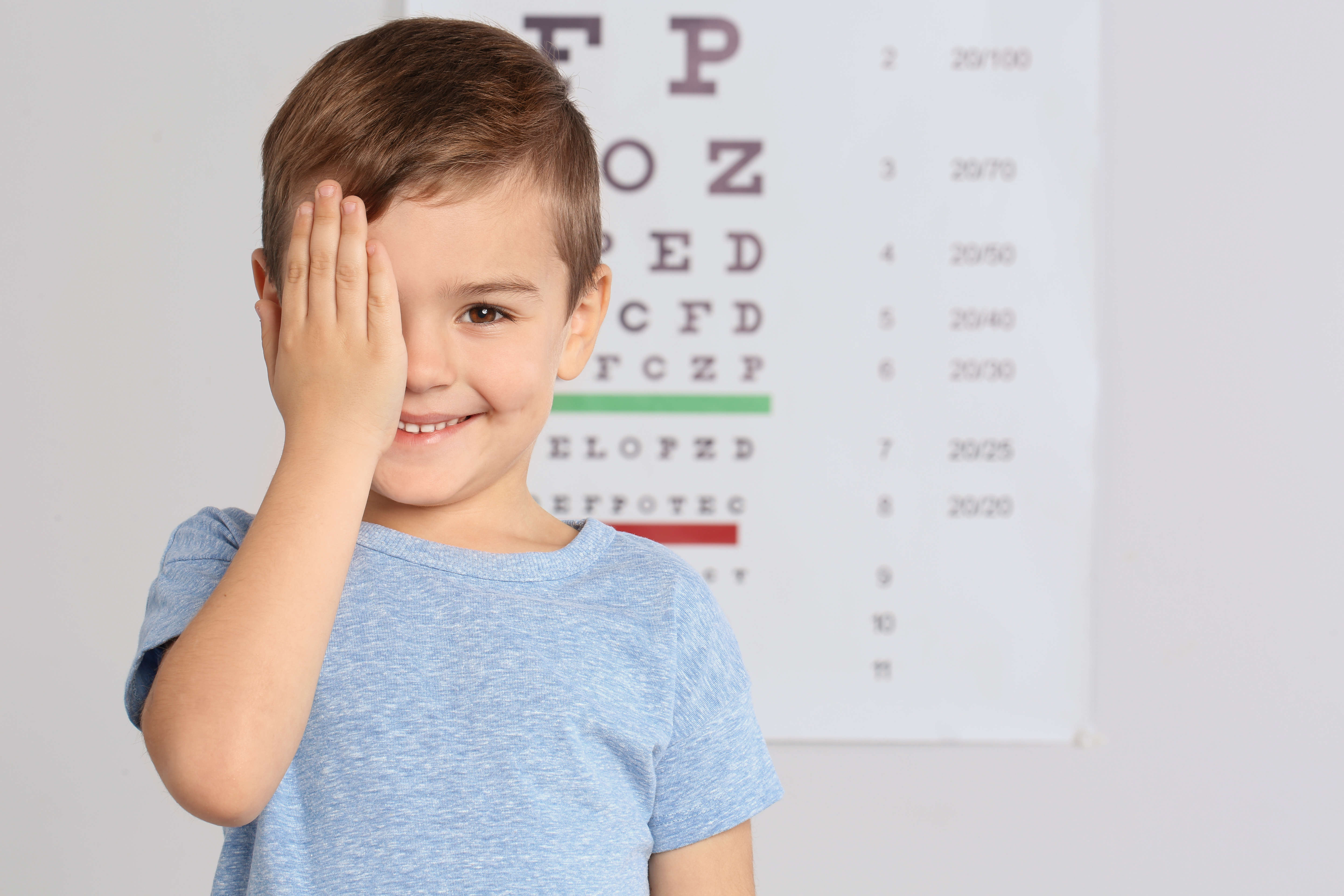 Child receiving an eye exam