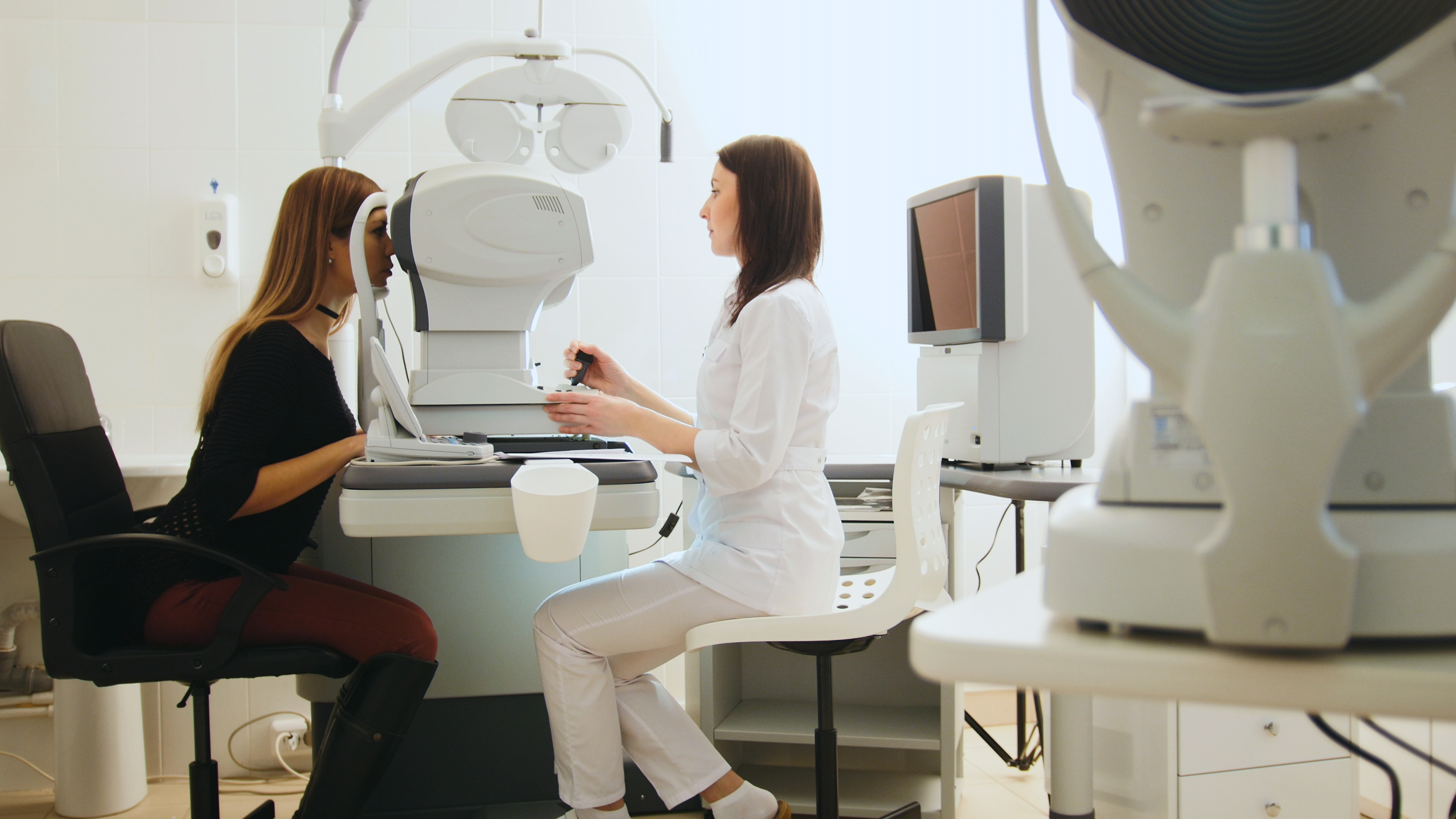 Optometrist in an eye clinic